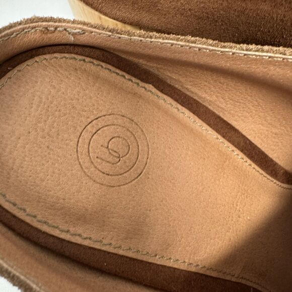 Urban Outfitters UO Block Wooden Heel Suede Mules Shoes Brown Camel size 9 - Picture 2 of 8
